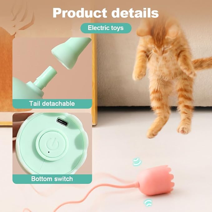 Indoor Cat Toys, Most High-Tech Electric Cat Toy, Interactive Cat Toy Cat Wand Toy for Indoor Cats, Rechargeable Automatic Cat Interactive Toy for Bored Indoor Adult Cats (Green+Pink)