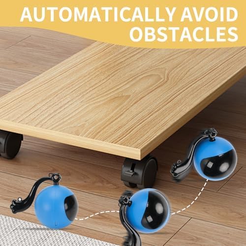 Interactive Cat Toy Ball for Bored Indoor Adult Cats,Rechargeable Automatic Moving Mouse Chase Toy with Colourful LED Light,Smart Remot Control Cat Toy Rolling Ball Speed Moving Tail Blue