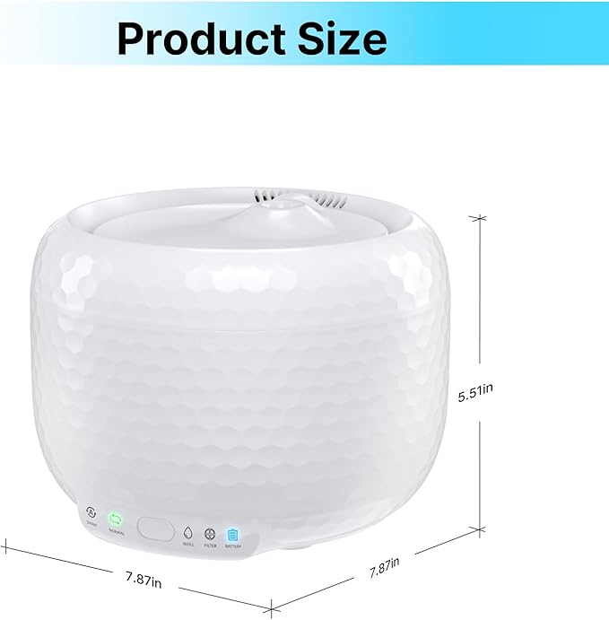 Automatic Cat Water Fountain 61oz/1.8L, Ultra Quiet Pump, BPA-Free & Detachable for Easy Cleaning, Includes 3 Replacement Filters (White, ABS)