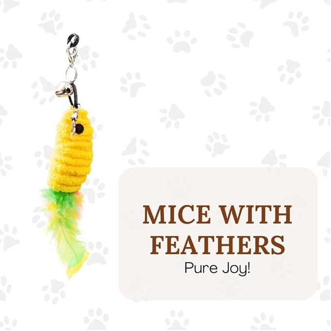 Interactive Cat Toys for Indoor Cats 2 in 1 Cat Wand Toys Solid Round Base Toys for Bored Indoor Adult Cats Self Play Feather Toy Bird Feather