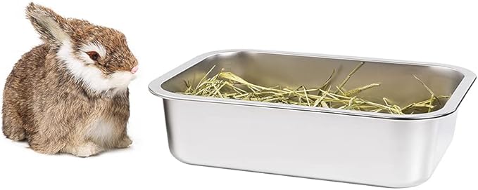 Yangbaga Stainless Steel Litter Box for Kittens, 4 in Height Easy Entry, Odor Control, Non Stick, Easy to Clean,Litter Box for Rabbits, Ferrets,Guinea Pigs and Hamsters