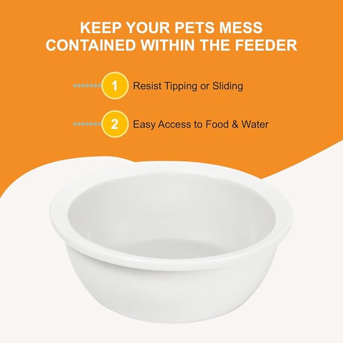 Replacement Ceramic Bowls, Dishwasher Safe Bowl for Cats and Puppy (Pack of 2)