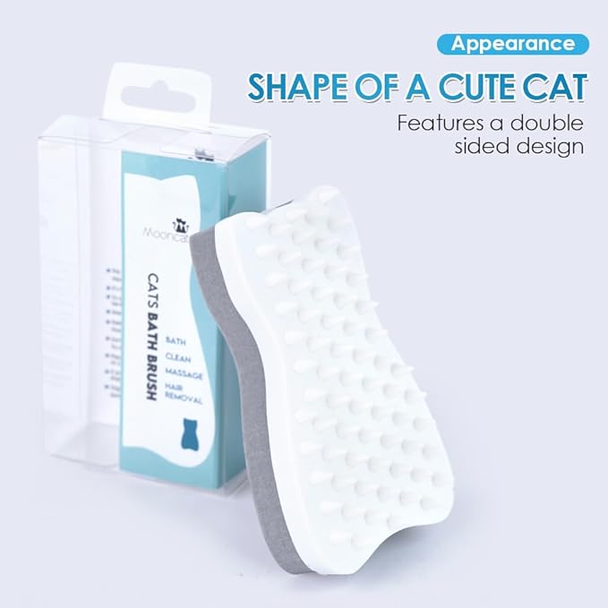 Mooncat Cat Grooming Brush - For Shedding, Long or Short Haired Cats, Removes Mats, Tangles, and Loose Fur - Massage Comb for Indoor Kittens