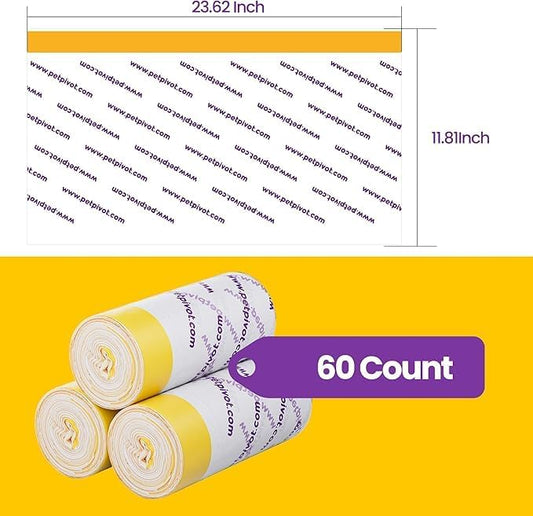60 Count Litter Box Liners Bags,Compatible with Autoscooper 11 Open-Top Automatic Self-Cleaning Cat Litter Robot Box,3 Rolls Drawstring Trash Bags,23.62 x 11.81 Inches（3 Packs/60 Counts）