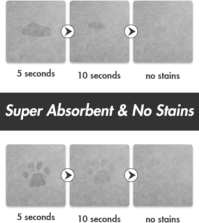 MontVoo-Absorbent Pet Feeding Mat-No Stains Pet Mat for Food and Water Bowl-Quick Dry Cat & Dog Food Mat Water Dispenser Mat-Pet Supplies Mat-Dog Water Bowl Mat for Messy Drinker Light Grey