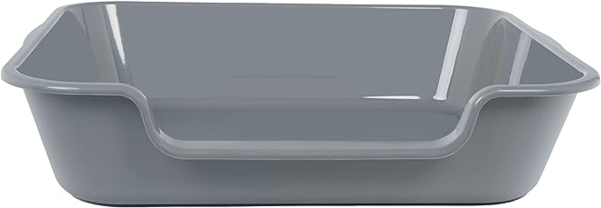 2 Pack of Extra Large Cat Litter Box (ABS Material), Low Entry Senior Litter Pen for Geriatric Kitty Big Cats, Jumbo Pet Safe Litter Boxes Tray for Indoor Pets Potty (Gray, 24" L x 20" W)
