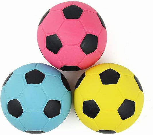 2.6" Squeaky Dog Ball for Medium Dogs, Soft Latex Rubber Squeaky Dog Toys, Cute Bounce Pet Squeak Toys Play Fetch Football Soccer Ball