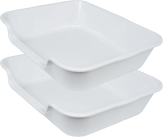 2 Pack of Extra Large Cat Litter Box (ABS Material), Low Entry Senior Litter Pen for Geriatric Kitty Big Cats, Jumbo Pet Safe Litter Boxes Tray for Indoor Pets Potty (Gray, 24" L x 20" W)