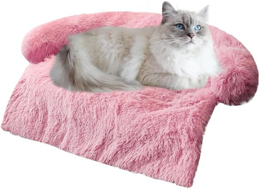 Tinaco Luxurious Calming Dogs/Cats Bed Mats, Dog Pad Washable Removable Couch Cover, Plush Long Fur Mat for Pets, Waterproof Lining, Perfect for Small, Medium and Large Dogs and Cats (Pink, 21"x21")