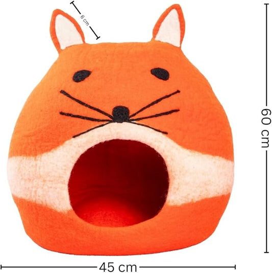 Luxurious Eco-Friendly Merino Wool Cat Cave Bed Sloth - Foldable Hideaway Pod for Indoor Cats - Premium Felt Kitten Beds - Covered Cat House for Ultimate Cozy Comfort by Woolygon