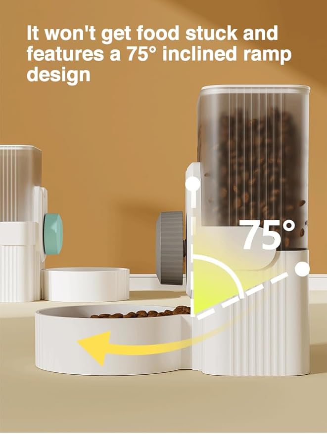 Gravity pet Food Automatic Dispenser: Small pet Feeding cage Feeder Tray - 1L Automatic pet Feeder and Sink kit, Suitable for Cats, Puppies, Rabbits, Ferrets (Gray)