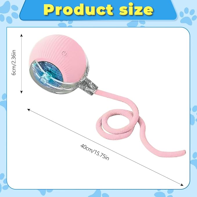 New Interactive Rolling Dog Ball, 360° Smart Interactive Pet Toy Ball, Self Rolling Cat Toys, Motion Activated Balls for Small Medium Dogs Cats (Blue)