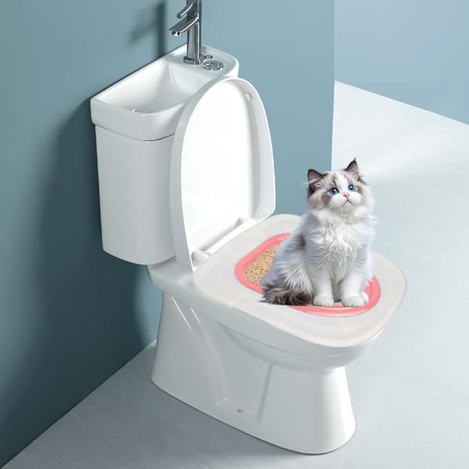 Cat Toilet Training Kit, Professional Universal Hygienic Pet Supply with Tray for Puppy Small Trainer Reusable Litter System Cleaning Kitty Potty Train to Use Cats Urinal Seat Tool Toilets