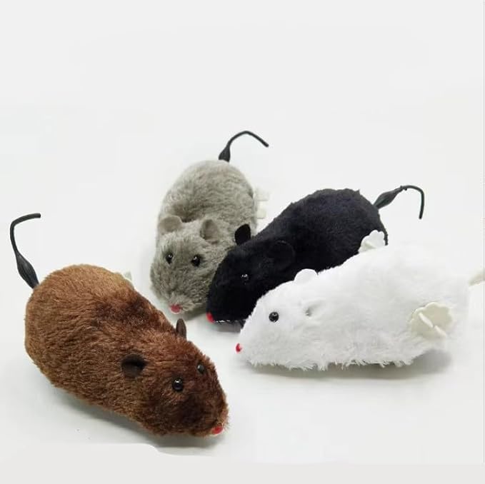 1Pc Random Color Furry Mice Cat Toy Wind Up Toys Realistic Mouse Funny Moving, Cat Mice and Animals Interactive Play Mouse for Kitten Cat and Animals Pet Supplies