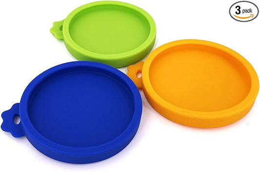 Comtim 3 Pack Cat Food Can Lids, Silicone Small Pet Food Can Lids Covers for 3 oz Cat Food Cans