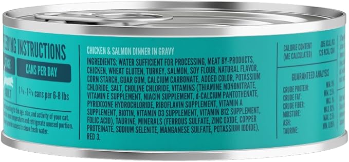A Strong Heart Canned Wet Cat Food, Chicken & Salmon Dinner in Gravy - 5.5 oz Cans (Pack of 24), Made in The USA with Real Chicken & Salmon
