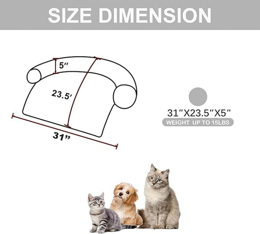 Calming Dogs/Cats Bed Mats, Dog Pad Washable Removable Couch Cover, Plush Long Fur Mat for Pets, Waterproof Lining, Perfect for Small, Medium and Large Dogs and Cats (Light Gray, 31"x23")