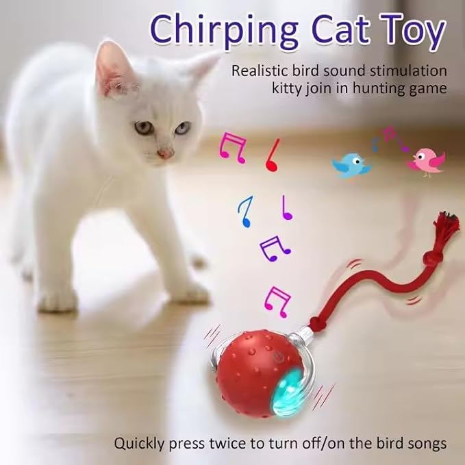 Interactive Cat Toys Ball for Indoor Cats,[2025 Newly Upgraded] Agile Moving Cat Ball with Elastic Mesh Tail,Automatic Kitten Toys for Bored Indoor Adult Cats,Motion Activated (Orange)