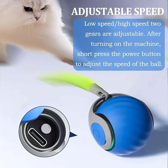 Interactive Cat Toys for Indoor Cats, Automatic Cat Toy with Tail, Electric Rolling Ball on Carpet,Cat Toys for Bored Indoor Adult Cats
