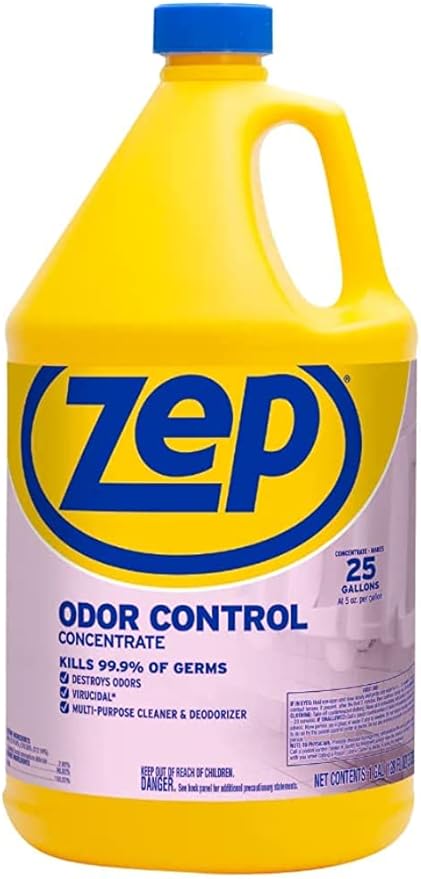 Zep Odor Control Concentrate - 1 Gallon (Case of 2) ECZUOCC1282 - Cleans, Deodorizes & Disinfects Many Household Germs, Removes Mildew Stains, Destroys Odors