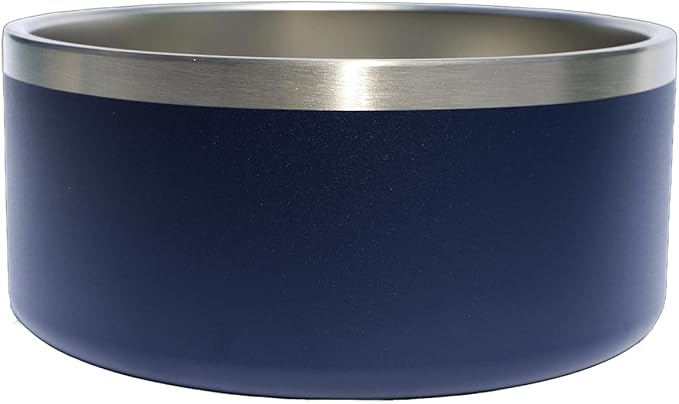 Custom Dog Bowl with Paws and Name - Engraved, Nonslip, Personalized, Custom Cat Bowl, 304 Stainless Steel, Feeding, Pet Supplies (Navy, Large -64oz)