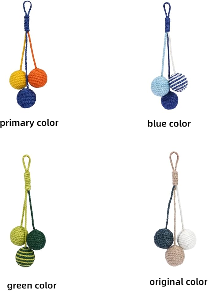 Cat Toy Sisal Ball Hanging Cat Toy Handmade Cat Rope Ball Chew Eco-Friendly Toy Pets Interactive Toy Cat Toys for Indoor Cats (Primary Color, 1pcs)