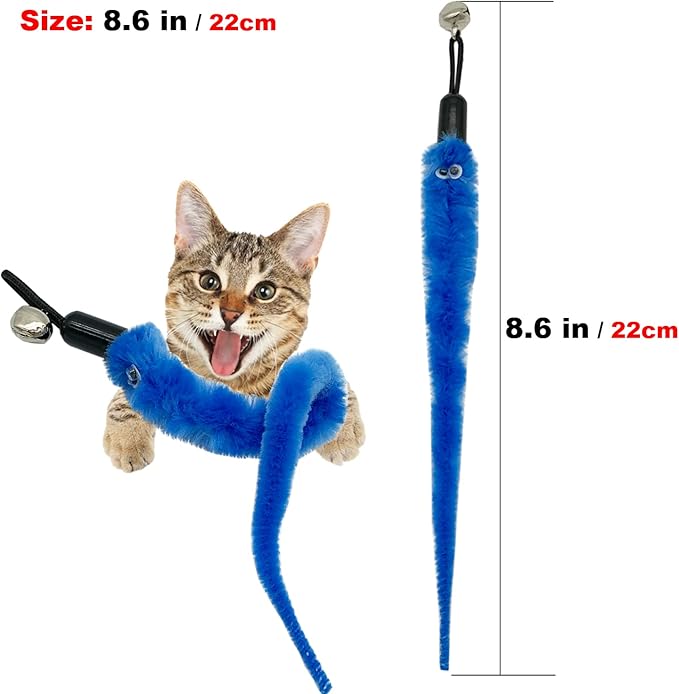Cat Worm Toy Refills, 20 Pieces Cat Wand Attachments Worms Toy for Indoor Cats (A)