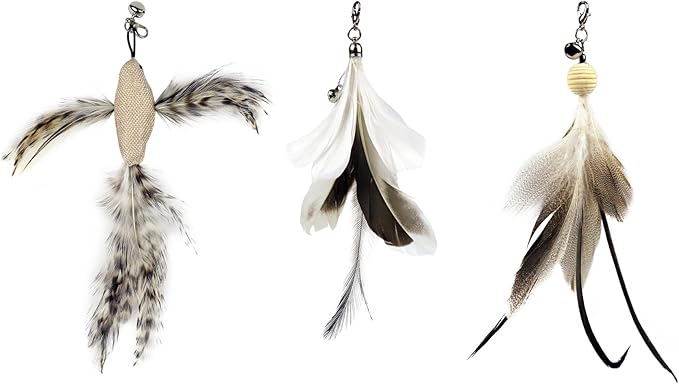 TTcat 3 Pcs Cat Feather Simulation Bird Refills Replacements for Cat Wand.