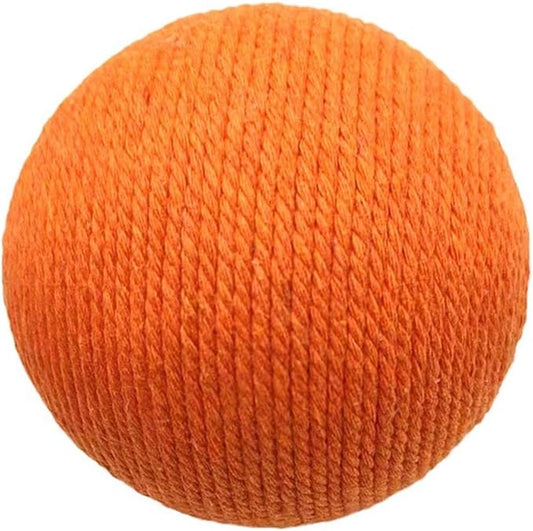Extra Large 4-Inch Cotton Yarn Fluffy Soft Scratch Cat Ball Toy (Orange)