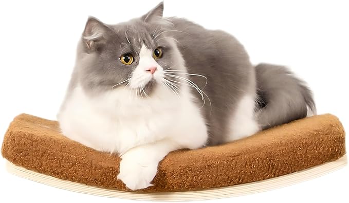 Curved Cat Wall Shelves and Perches, Floating Cat Wall Bed Furniture with Comfortable Cushion