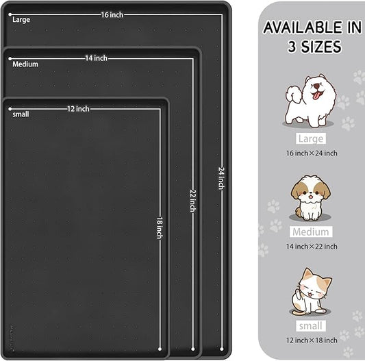 MateeyLife Silicone Cat & Dog Food Mat for Floors Waterproof, Anti-Slip Dog Bowl Mats for Food and Water, Pet Feeding Mats with Lip to Prevent Spills, Pet Placemat for Messy Drinkers to Protect Floors