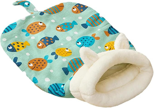 Cozy Sleeping Bag, Cozy Nest for Cats and Dogs, Soft Cat Dog Sleeping Bag, Cat Sleeping Bag for Indoor, Warm Nest for Indoor Cats&Small Dogs, Semi-Enclosed Design (Clownfish(with Ear), Medium)