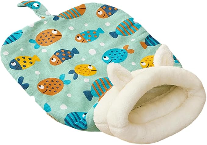 Cozy Sleeping Bag, Cozy Nest for Cats and Dogs, Soft Cat Dog Sleeping Bag, Cat Sleeping Bag for Indoor, Warm Nest for Indoor Cats&Small Dogs, Semi-Enclosed Design (Clownfish(with Ear), Large)