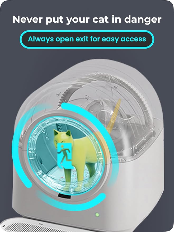 Self-Cleaning Litter Box Automatic Electronic Hands-Free Smart Robot self Cleaning Litter Box - Large 60L Capacity, Safe Anti-Pinch,with Deodorizer and Liner,for Multiple Cats (Grey Pro)