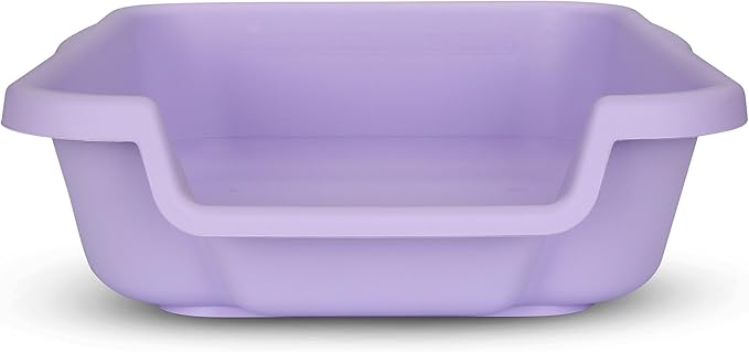 KittyGoHere Senior Cat Litter Box 2 Pack, Small Storybook Lavender Low Entrance Kitty Litter Box Sized for Cats Comfort, Perfect for Senior & Arthritic Cats, Made in USA - with Long-handle Jumbo Scoop