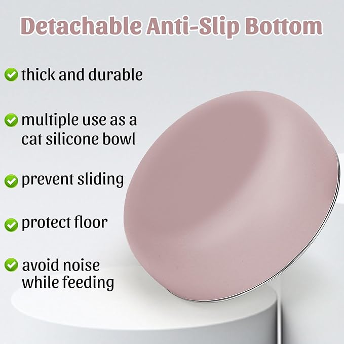 Kitten Food Bowls 2 Pack, Stainless Steel Cat Food and Water Bowl Set with Anti-Slip Silicone Bottom, 5 '' Wide Thick & Heavy Duty Metal Pet Bowls for Indoor Cats