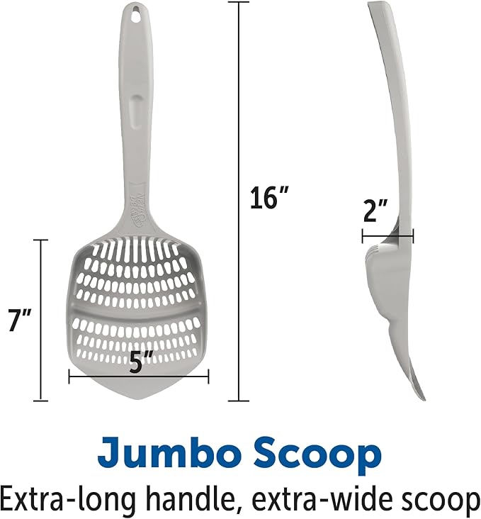 KittyGoHere Senior Cat Litter Box 2 Pack, Large Storybook Lavender Low Entrance Kitty Litter Box, Sized for Cats Comfort, Perfect for Senior & Arthritic Cats, Made in USA, With Long-handle Jumbo Scoop
