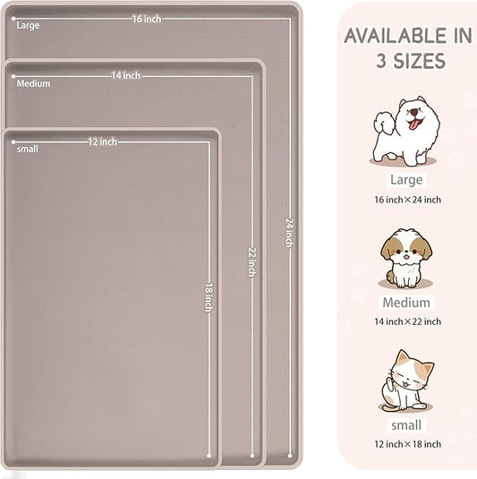 MateeyLife Silicone Cat & Dog Food Mat for Floors Waterproof, Anti-Slip Dog Bowl Mats for Food and Water, Pet Feeding Mats with Lip to Prevent Spills, Pet Placemat for Messy Drinkers to Protect Floors