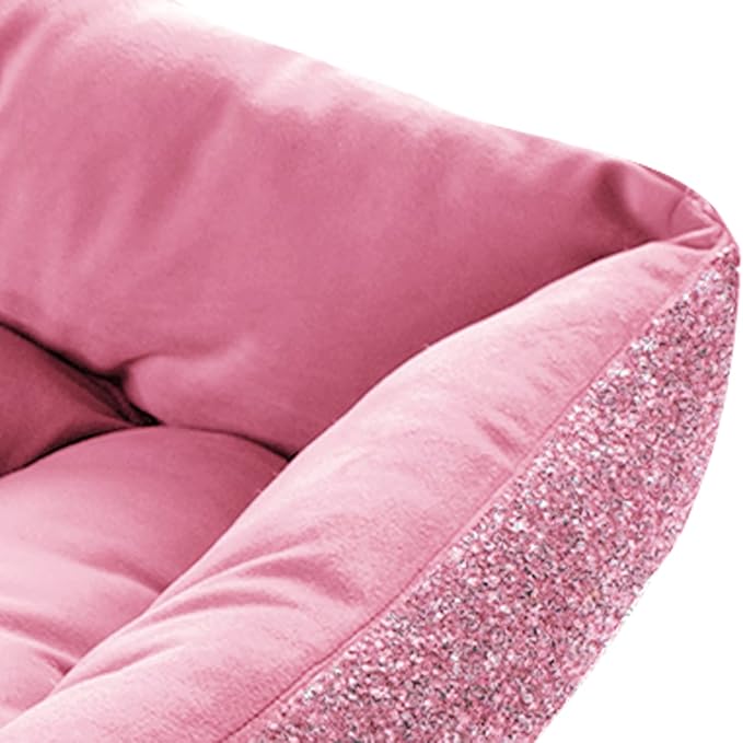 Pet Bed, Sparkling Rhinestones, Soft, Comfortable Velvet, for Lounging Dogs, Cats, Pets, Pink, Small, Sold Individually