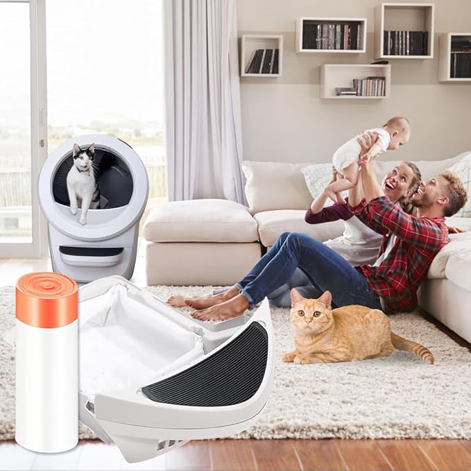 160 Pack Cat Litter Bags with Drawstring,Compatible with Litter Robot 3 & 4, Self Cleaning Automatic Cat Litter Box Bags (10-12 Gallons)