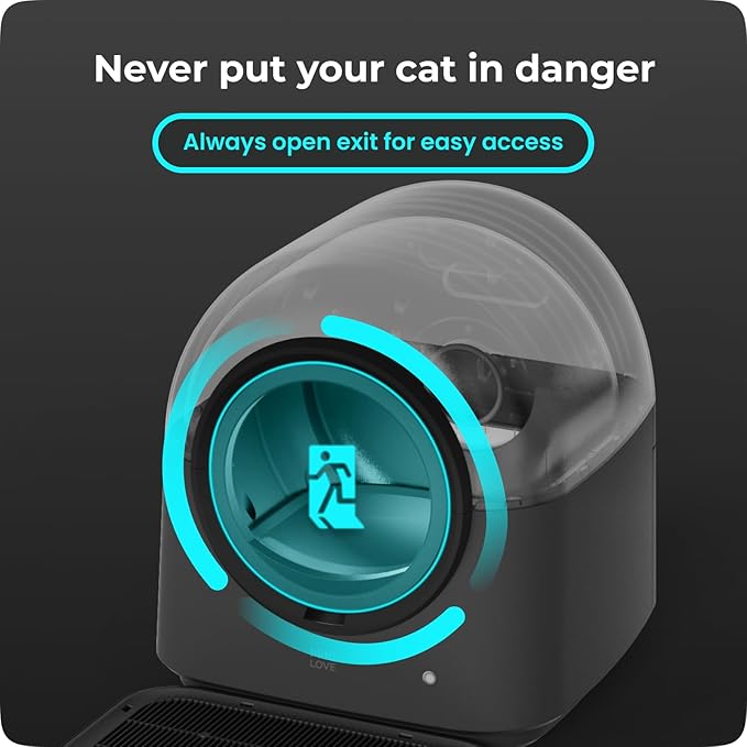 TYPro Self Cleaning Cat Litter Box Automatic Hands-Free Smart Robot self Cleaning Cat Litter Box for Multiple Cats with APP Control Safe with Litter Mat Waste Bags and Deodorizer Dark Grey