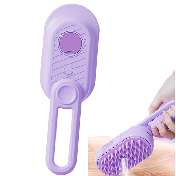 Pet Grooming Brushm,Cat Brush,3 In1 Spray Cat BrushSelf-Cleaning Wet Dog Comb with USB Rechargeable & Water Tank,Suitable for Dogs,Cats to Reduces Flying Hair,Remove Tangled & Loose Hair (Purple)