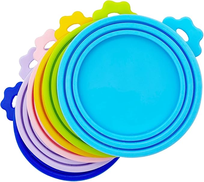 Food Can covers | 6 Pack Silicone Can Lids for Dog and Cat Food | Universal BPA Free | One Can Cap Fit Most Standard Size Canned Dog Cat Food