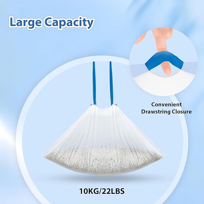 60 Count Drawstring Cat Litter Box Liners Compatible with PETKIT Pura Max2/Max/X,Extra Thick Cat Litter Bags,Tear-Resistant Waste Bags for Automatic Litter Box,Heavy Duty,Leak-Proof