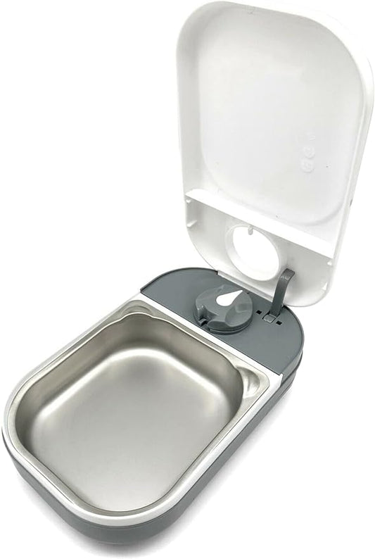 Closer Pets C100 Single Meal Timer-Controlled Automatic Pet Feeder - for Cats and Small Dogs, Wet or Dry Food with Stainless Steel Bowl Insert, up to 0.88 lb, White