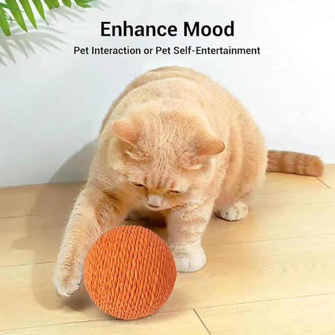 Extra Large 4-Inch Jute Cat Ball Toy (Beige)