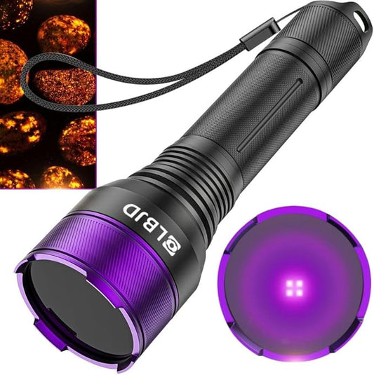 365NM UV Blacklight Flashlight, 4-core Filtered LED, High Power and Long Range Professional Grade Beam for Yooperlite Hunting, Detection of Pet Urine, Resins and Professional Applications