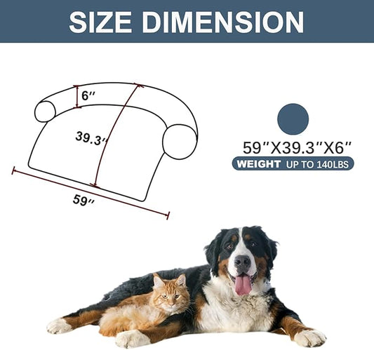 Calming Dogs/Cats Bed Mats, Dog Pad Washable Removable Couch Cover, Plush Long Fur Mat for Pets, Waterproof Lining, Perfect for Small, Medium and Large Dogs and Cats (Navy Blue, 59"x39")