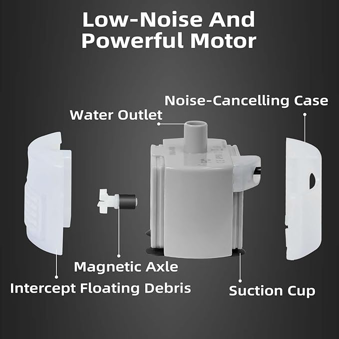 Ultra-Quiet Replacement Pump for Stainless Steel Cat Water Fountains - SMA-800 Motor - Safe and Easy to Clean with Low Voltage DC 5V and USB Cable (Pump+Brush)