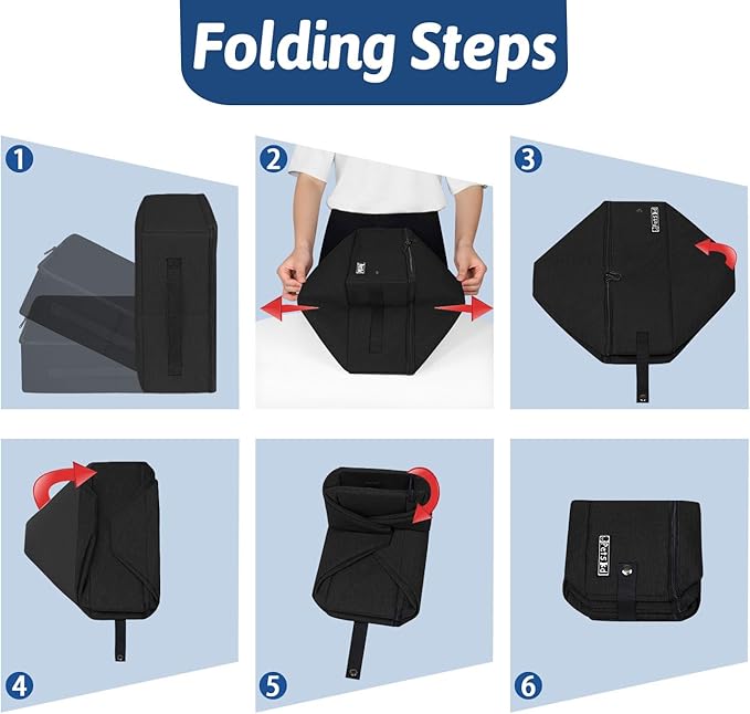 Petskd Portable Cat Travel Litter Box with Lid and 10 pcs Disposable Liner Bags, Leak-Proof and Collapsible, Cat Travel Essentials for Car, Hotel, Airplane and Other Outdoor Use(Black)